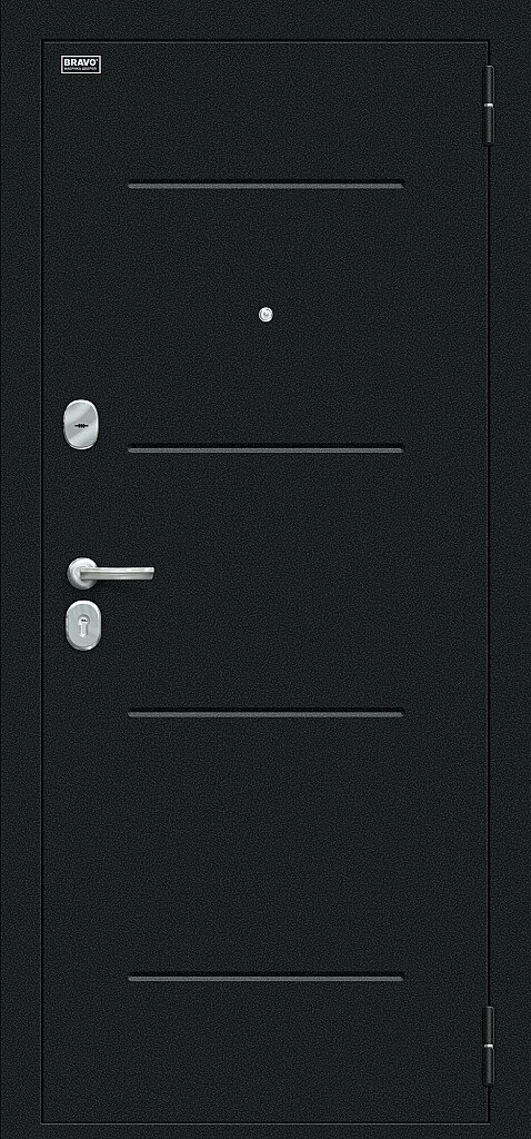 Фото Входная дверь Лайн Букле черное/Look Art BR4635 внешняя сторона