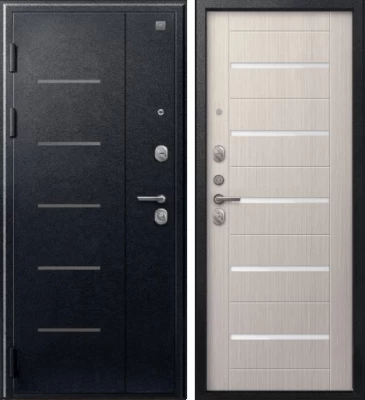 Дверь V-05 Черный муар - Лиственница светлая