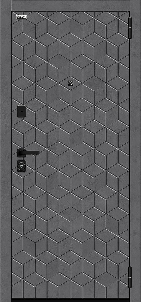 Фото Входная дверь Кьюб/SBlack Slate Art/Snow Art BR6161 внешняя сторона